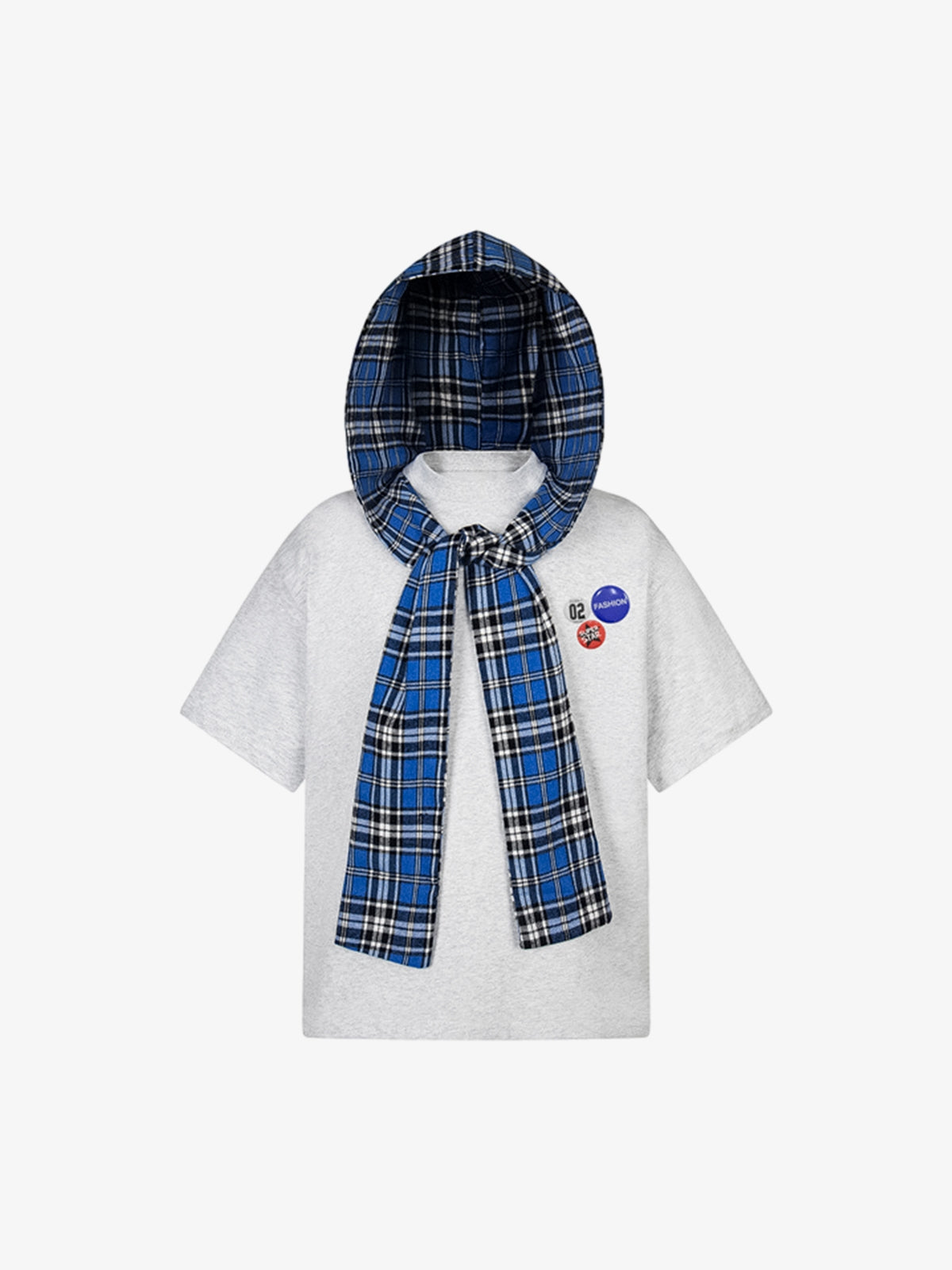Boutique Mode Paris™ | T- shirt à capuche et cape à carreaux avec badge