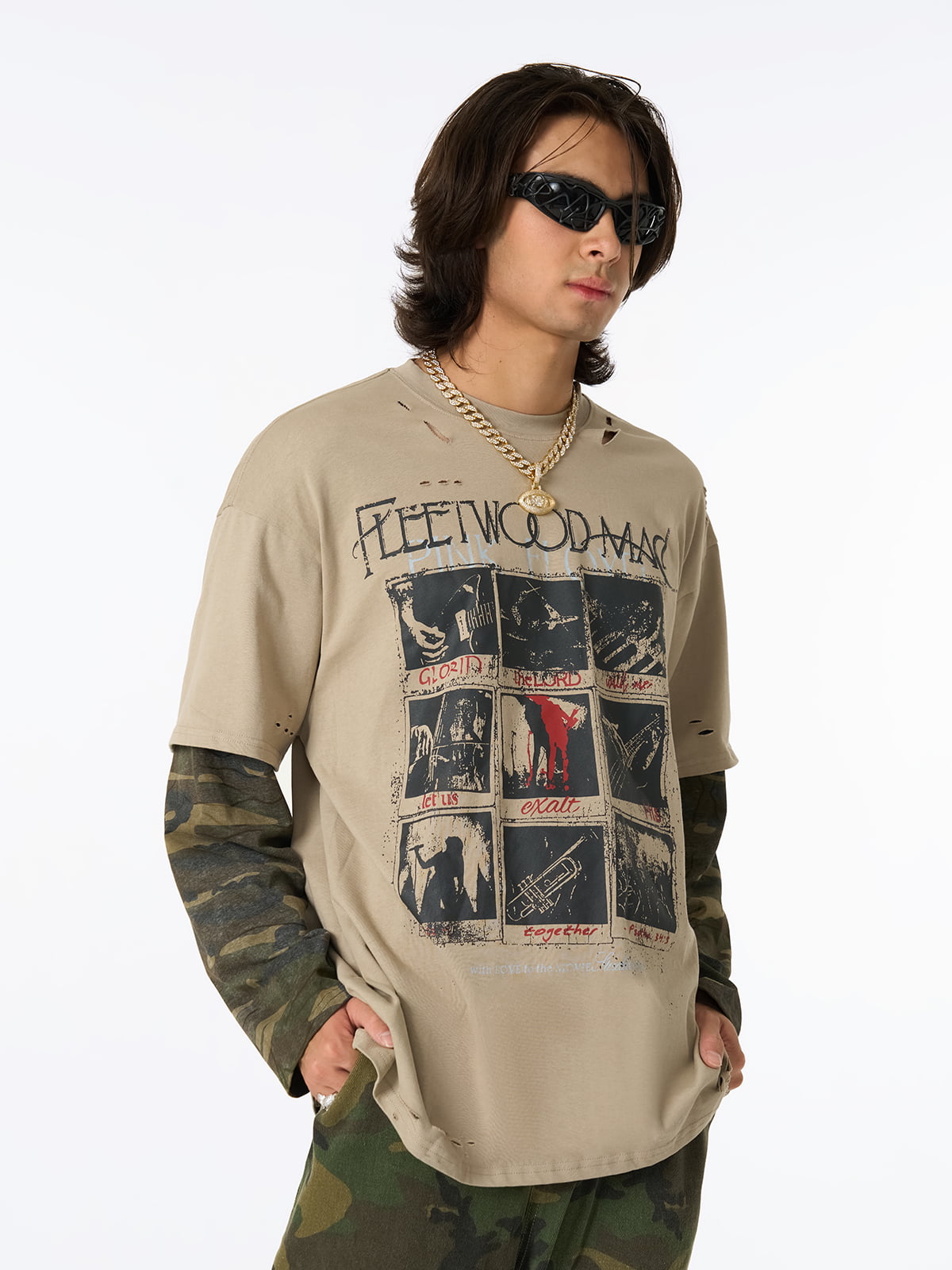 Boutique Mode Paris™ | T- shirt graphique deux pièces camouflage