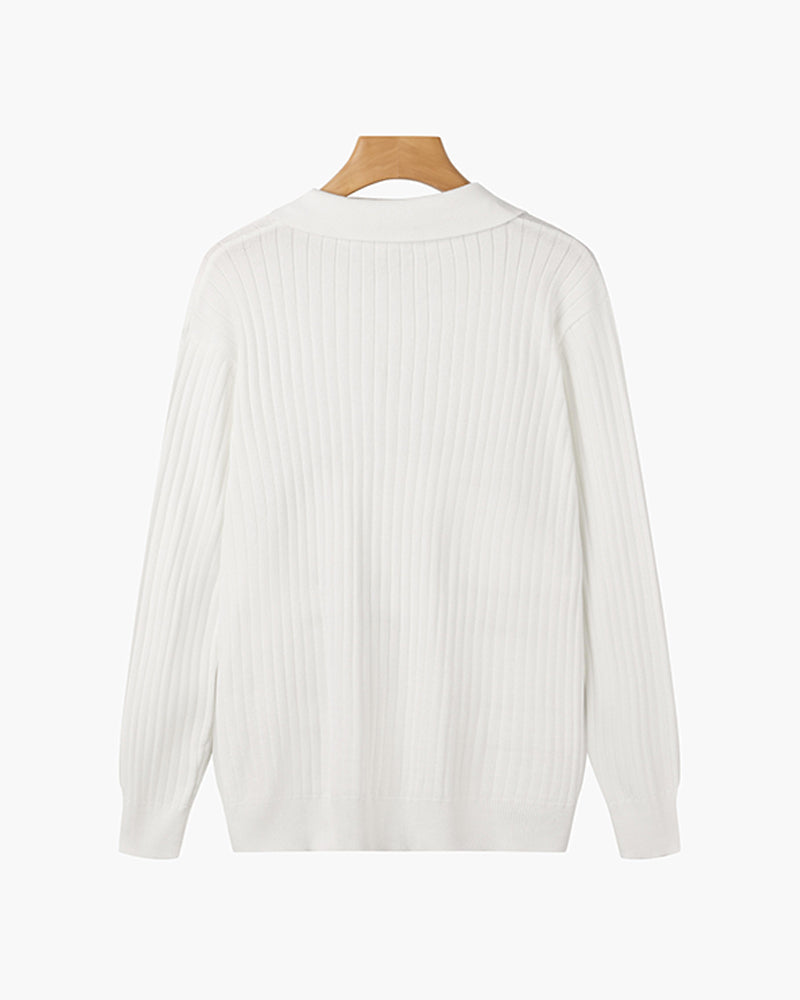 Boutique Mode Paris™ | Polo Col V à Manches Longues Suwon