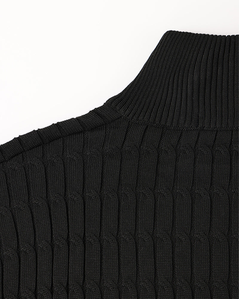 Boutique Mode Paris™ | Sweater Quarter-Zip Gwangju à Motif Cable