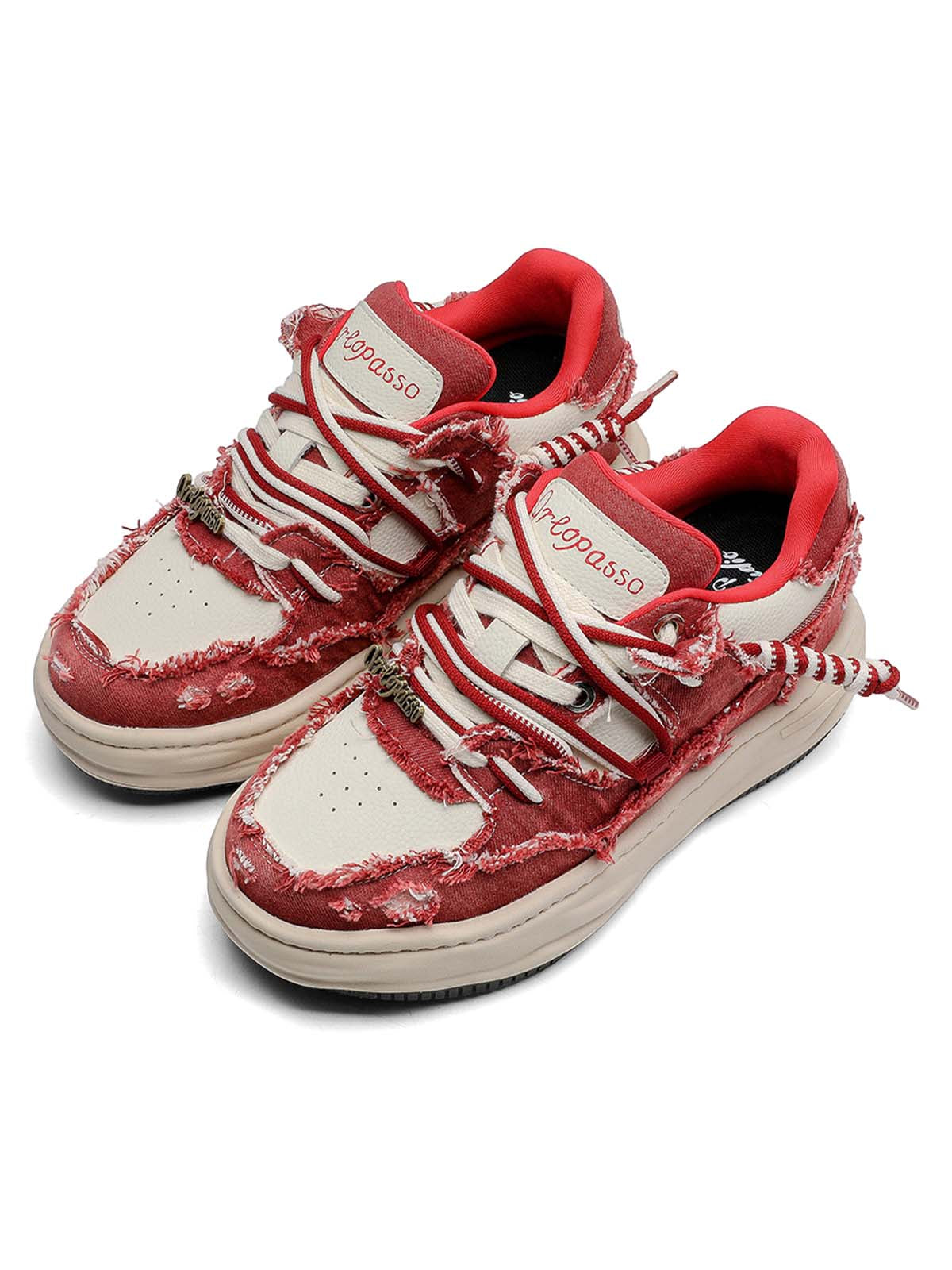 Boutique Mode Paris™ | Baskets basses en denim délavé à bords bruts