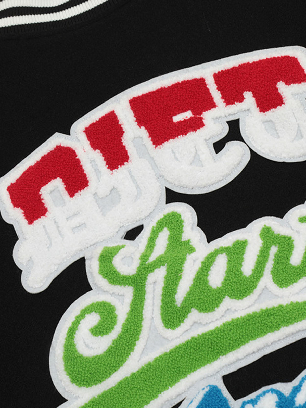 Boutique Mode Paris™ | Blouson aviateur matelassé en cuir patchwork brodé