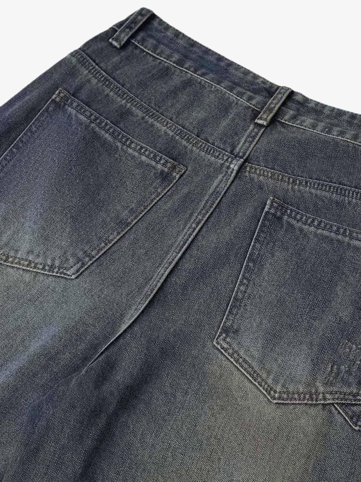 Boutique Mode Paris™ | Jean droit délavé et teint à l'ancienne