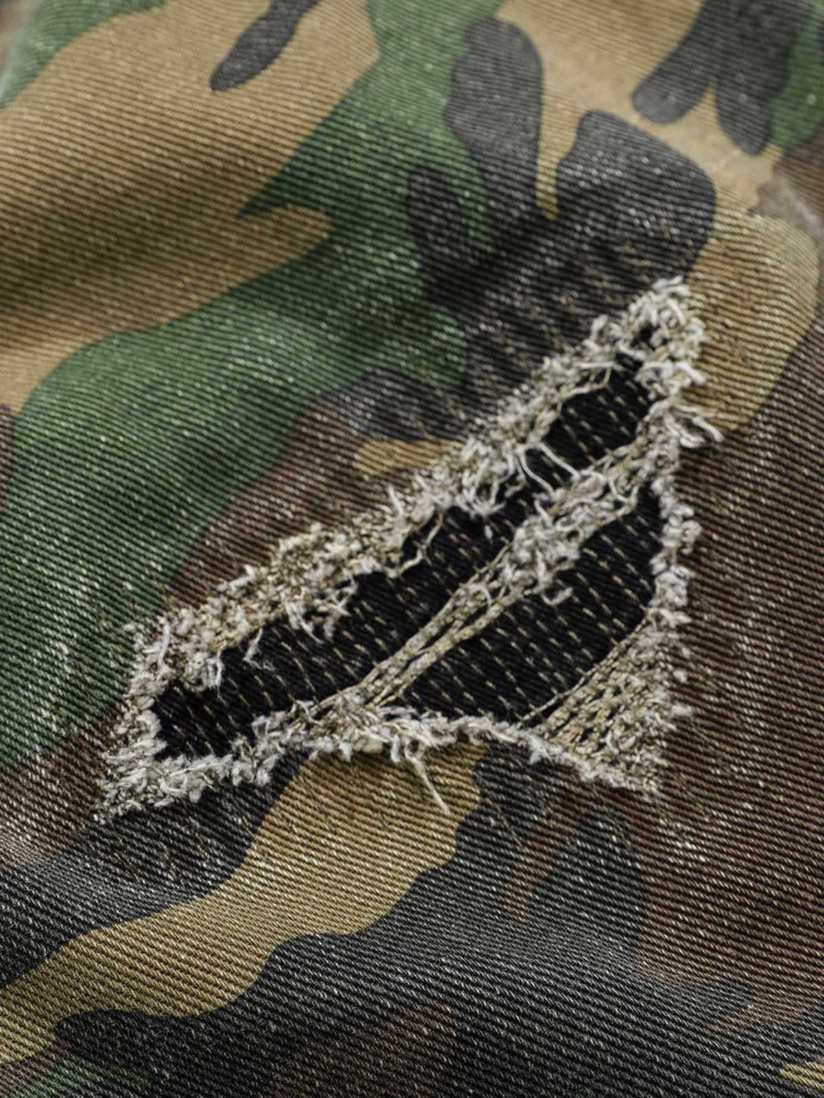 Boutique Mode Paris™ | Pantalon cargo évasé déchiré camouflage