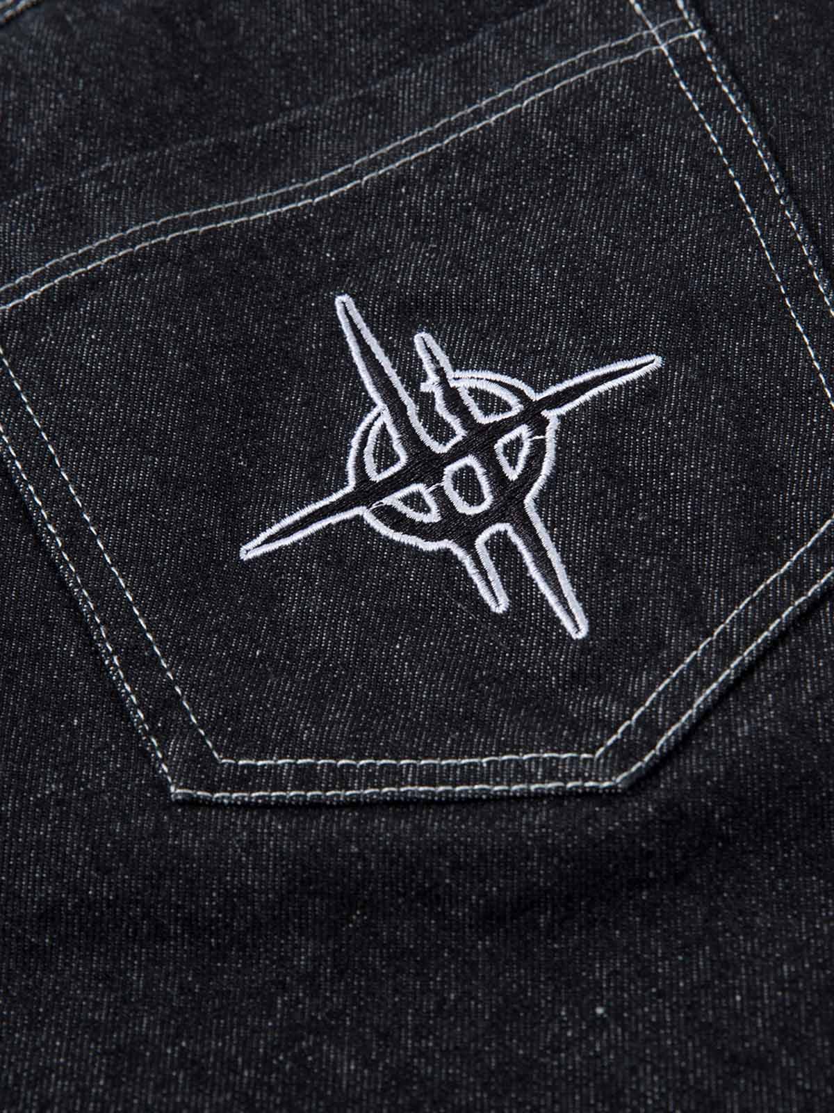 Boutique Mode Paris™ | Jean baggy brodé avec motif flammes