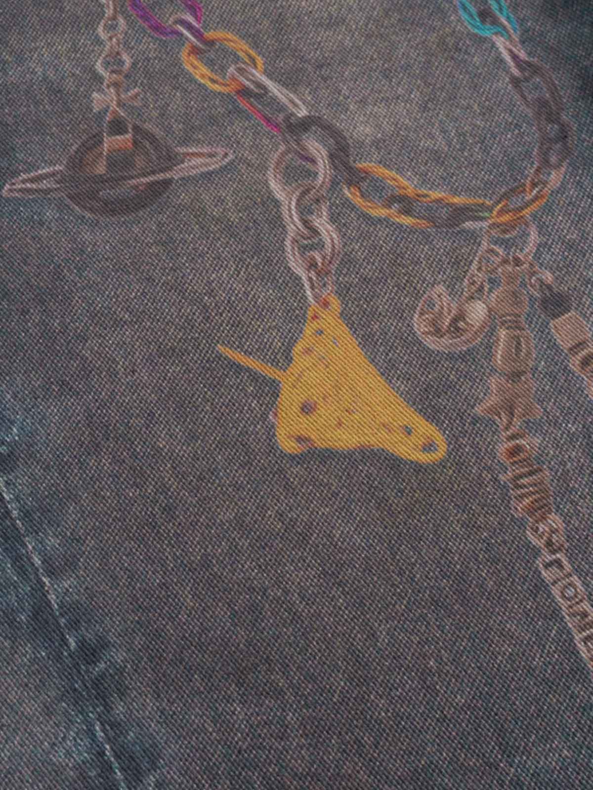 Boutique Mode Paris™ | Jean rétro délavé à imprimé chaîne 3D