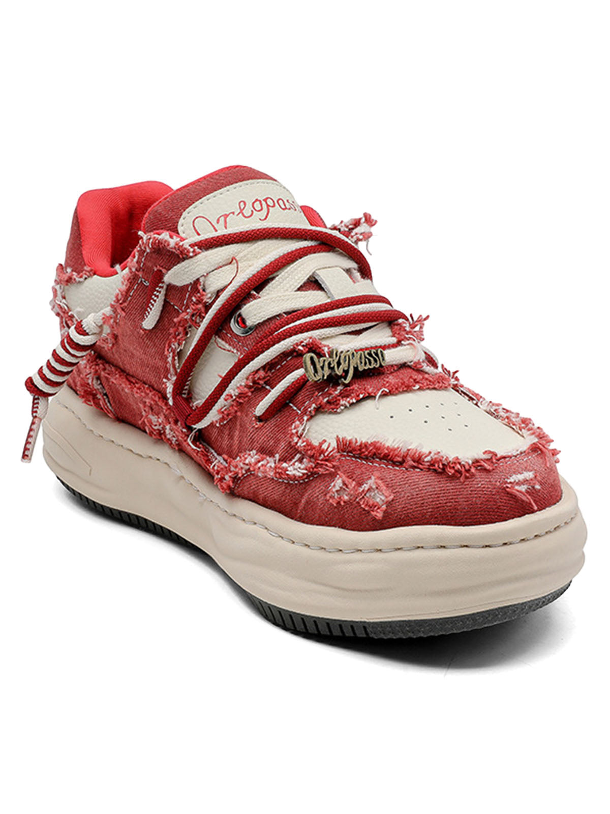 Boutique Mode Paris™ | Baskets basses en denim délavé à bords bruts