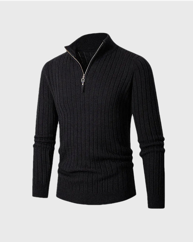 Boutique Mode Paris™ | Sweater à Col Haut avec Half-Zip en Spun Blend