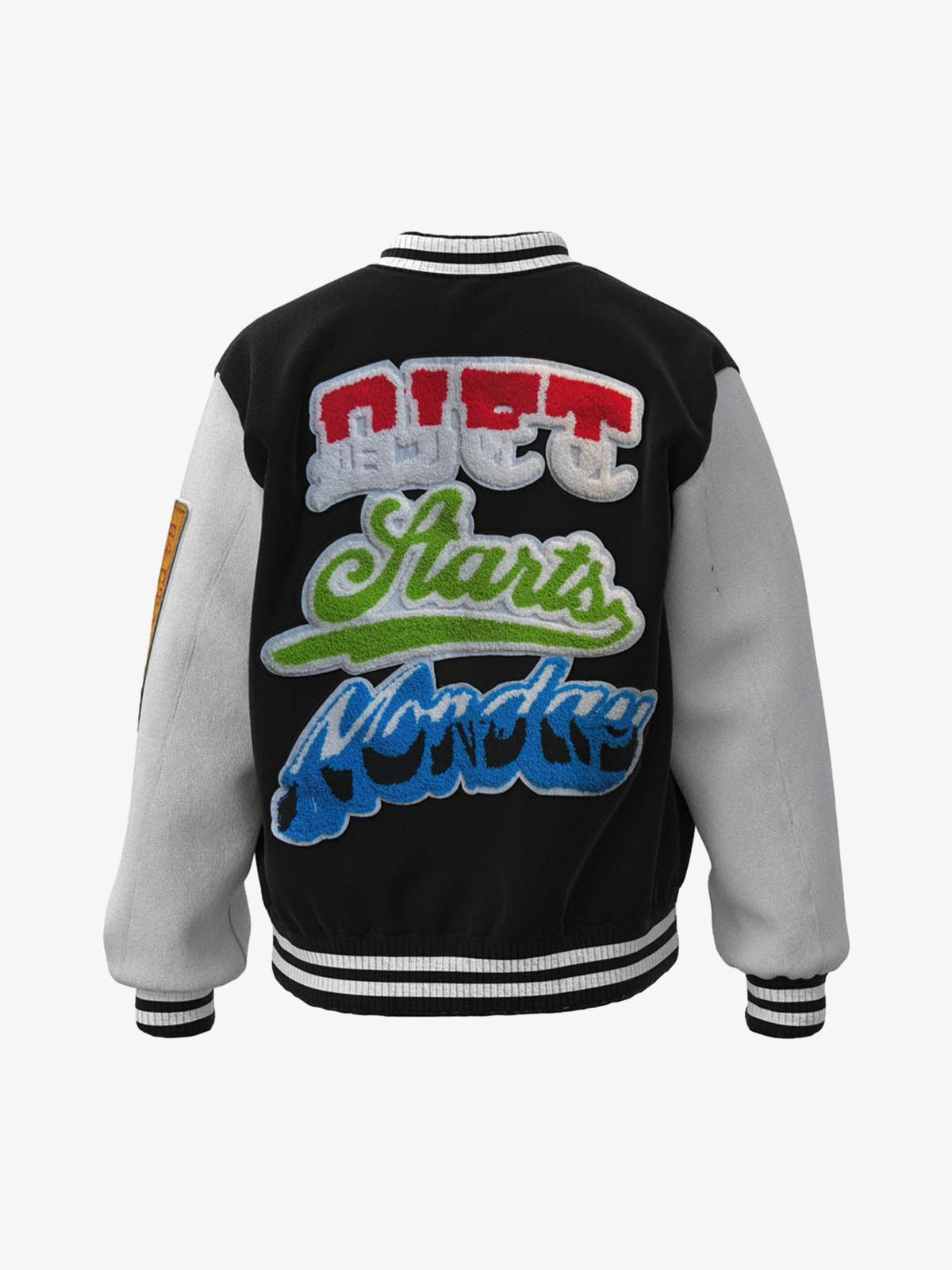 Boutique Mode Paris™ | Blouson aviateur matelassé en cuir patchwork brodé