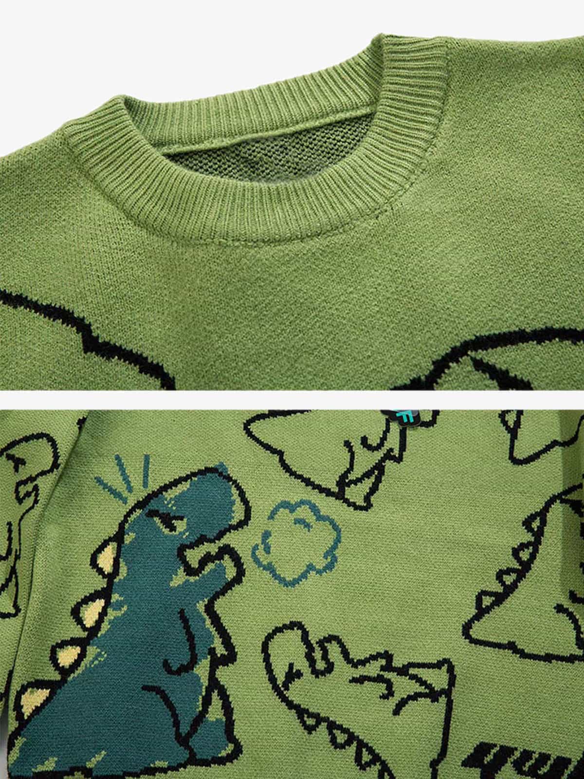 Boutique Mode Paris™ | Cartoon dinosaur print sweater