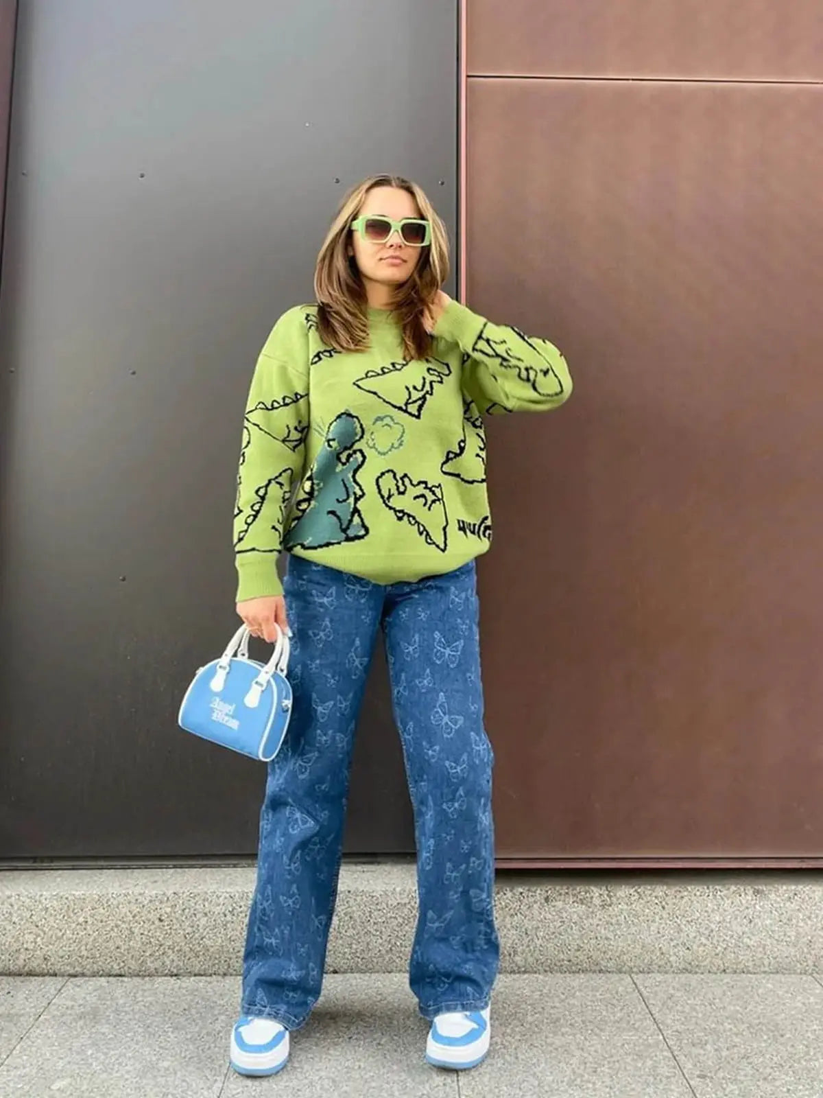 Boutique Mode Paris™ | Cartoon dinosaur print sweater