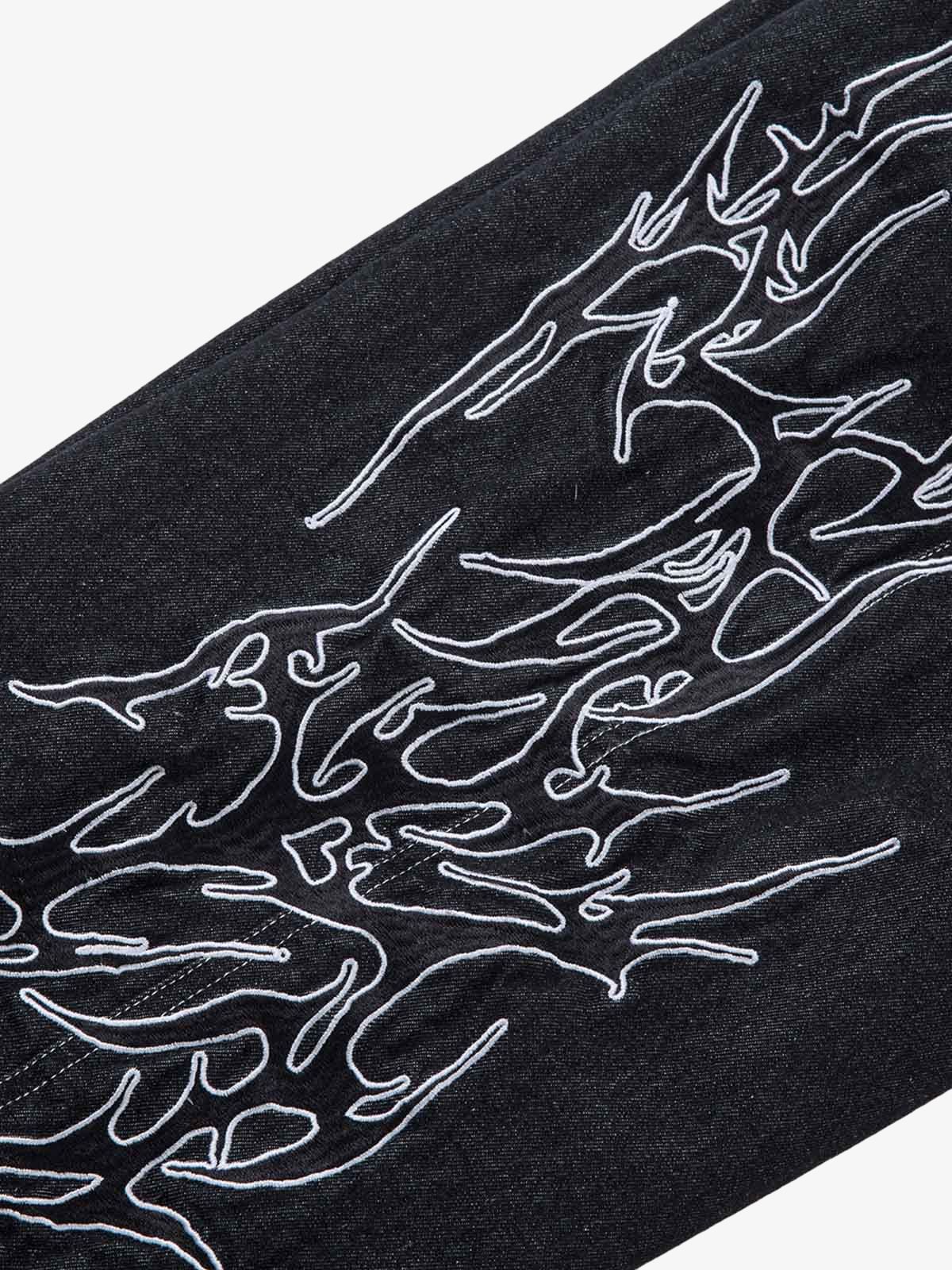 Boutique Mode Paris™ | Jean baggy brodé avec motif flammes